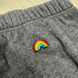 Spiritual Gangster Gray Sweat Shorts with Rainbow Details